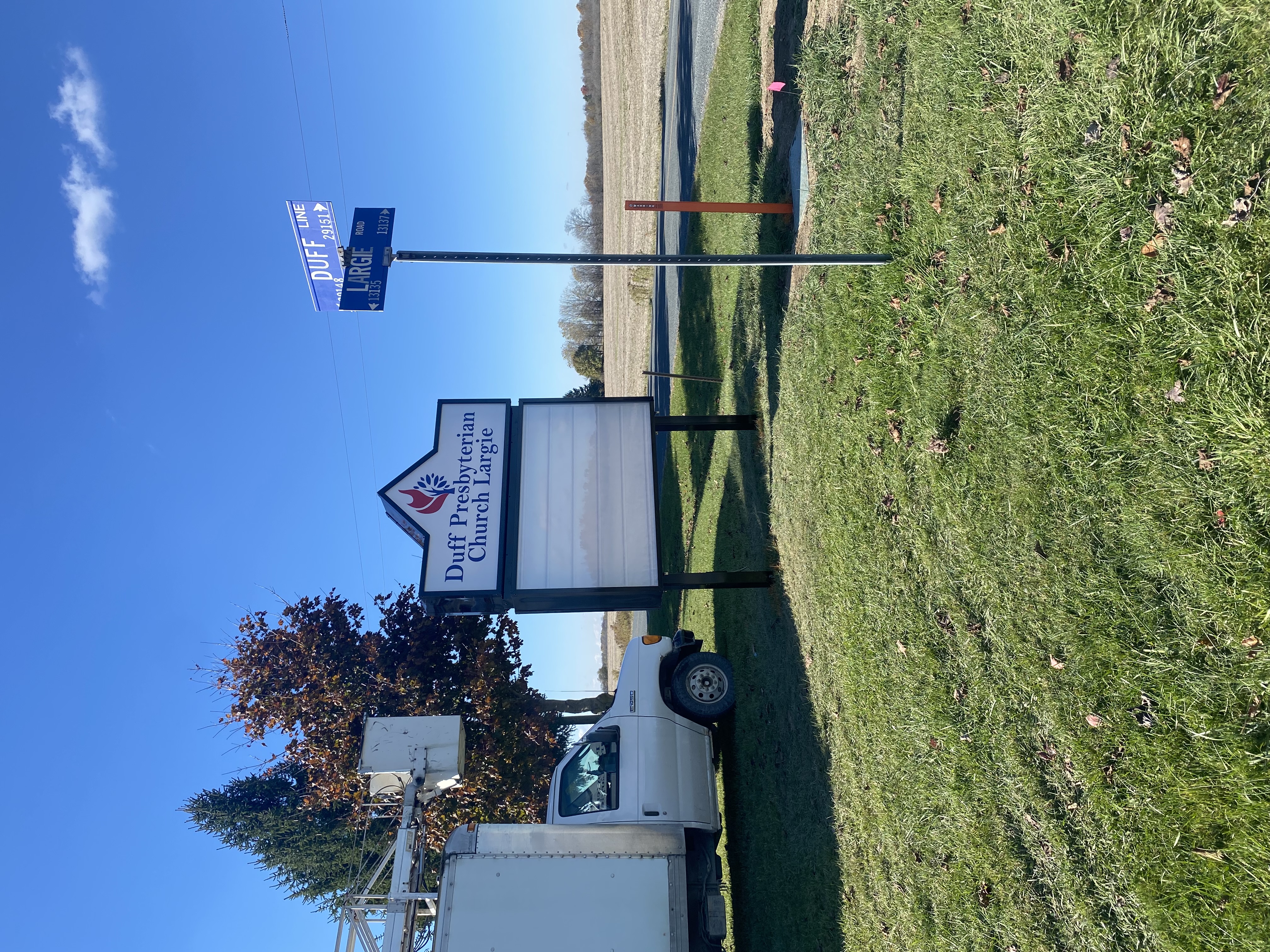 Duff Presbyterian Church Largie roadside reader board