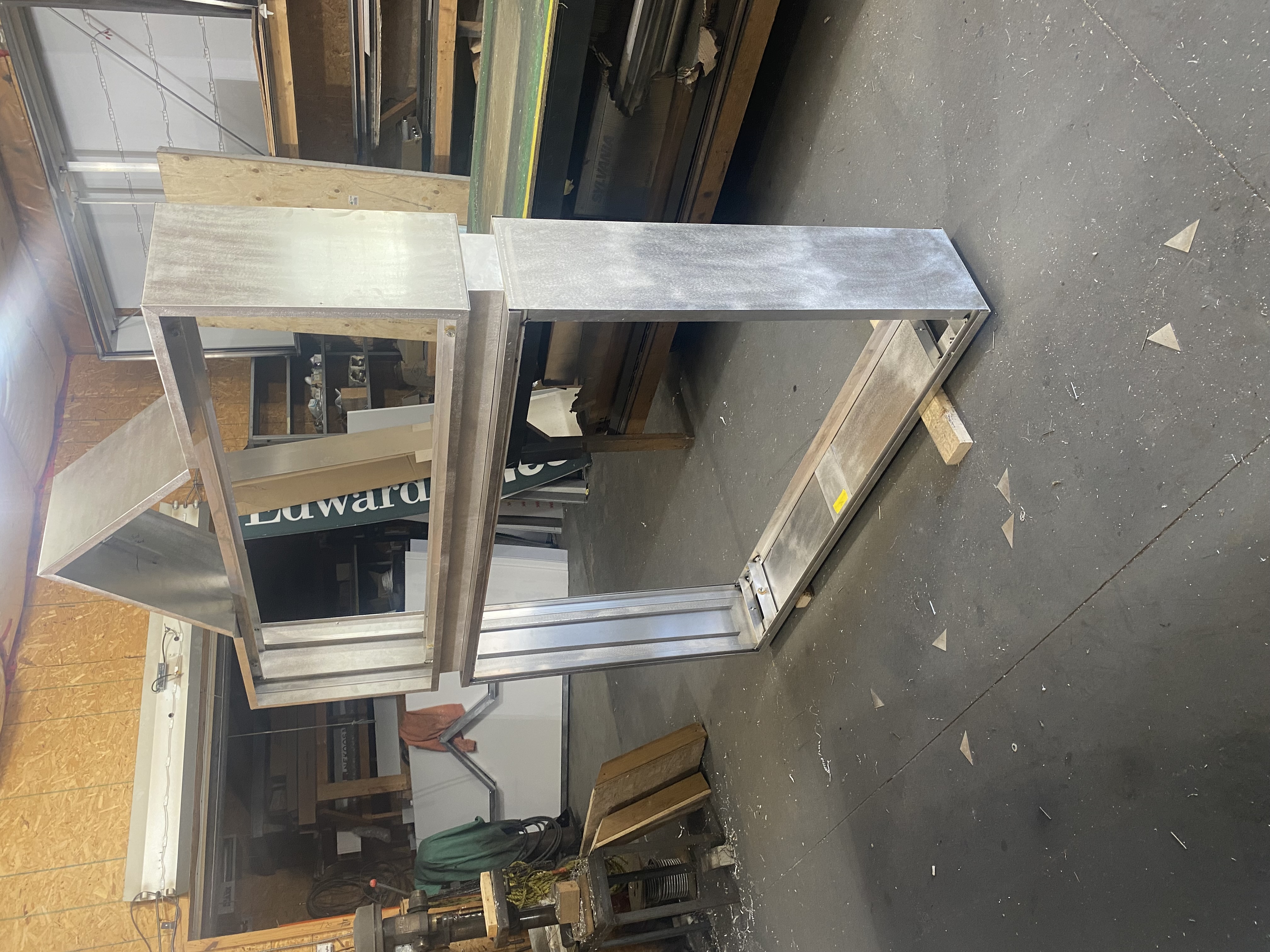 Aluminum sign cabinet fabrication in the workshop